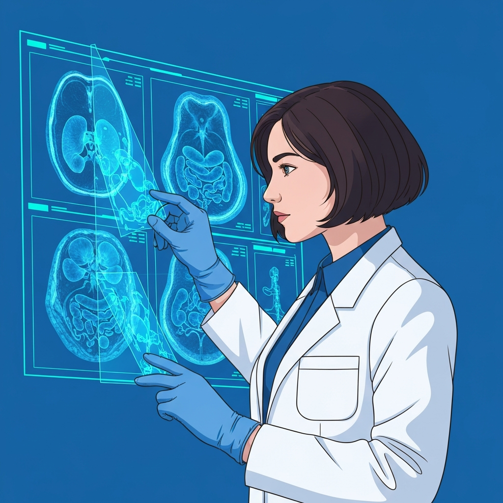 AI Doctor analyzing medical scans