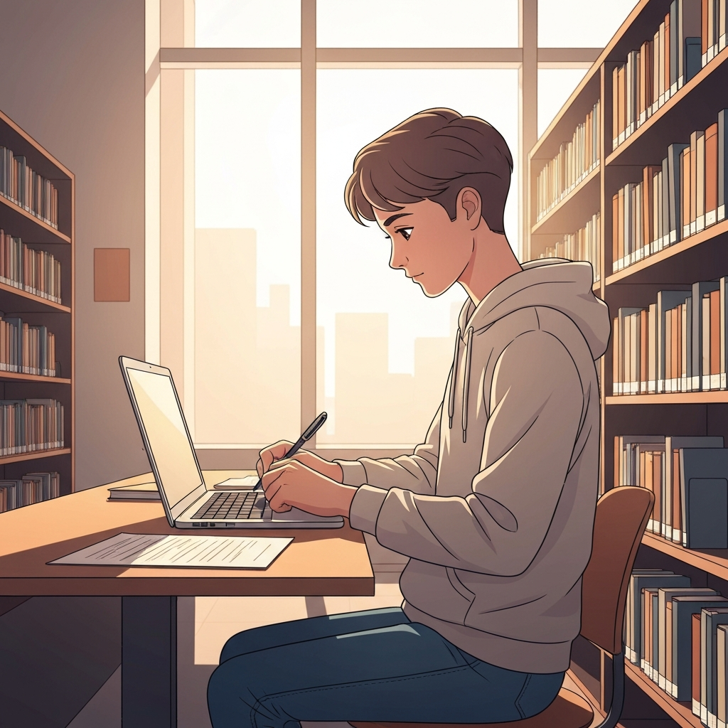 Student writing research paper